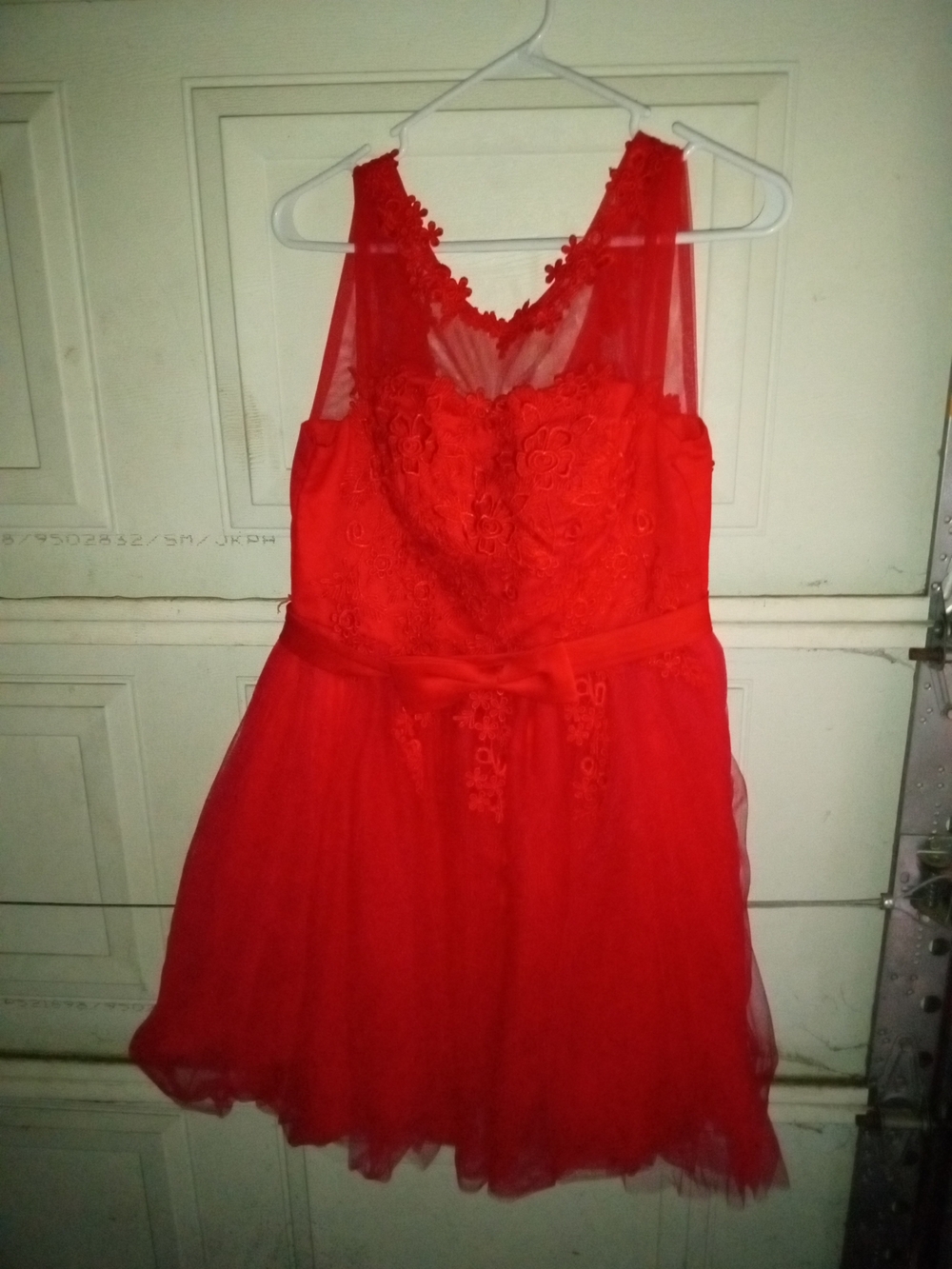 Red Lace & Tulle Sleeveless Babydoll Dress